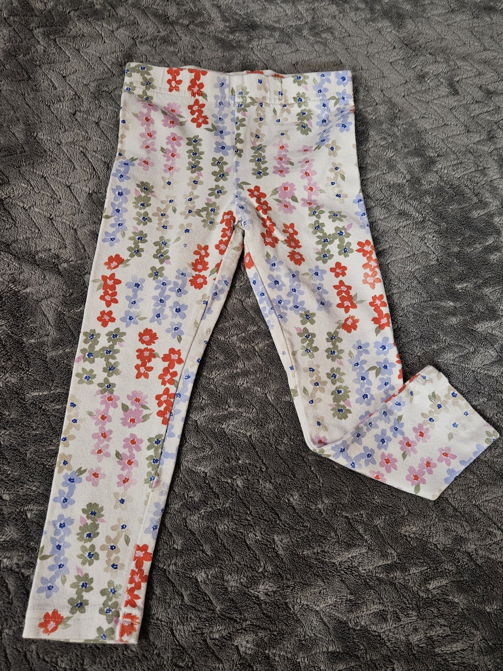 Carter's White Leggings with Red, Blue, Pink & Green Floral Print